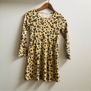 Wonder Nation Girl’s Cheetah Leopard Print Long Sleeve Kids Dress Pockets 7/8
